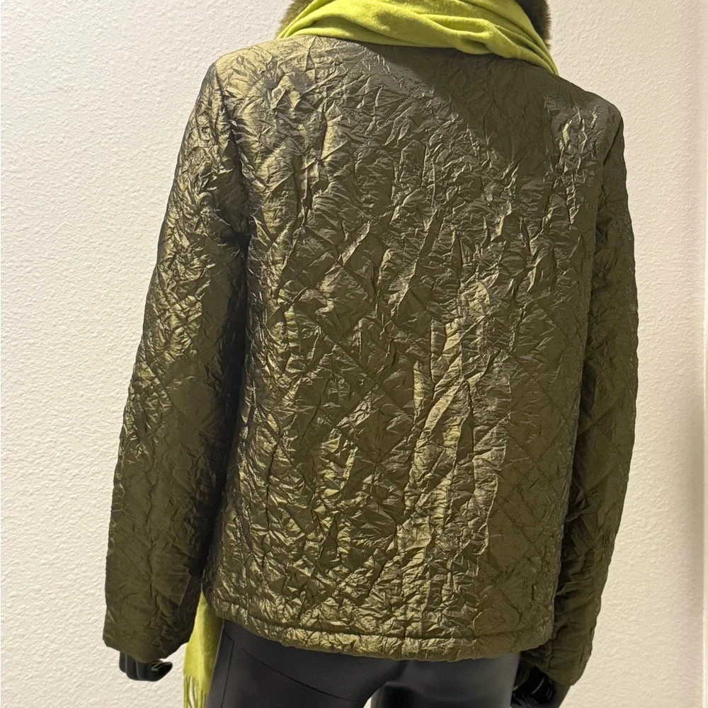 G.G. Pink Women's Removable Faux Fur Collar Crinkle Jacket Size M Full Zip Snap